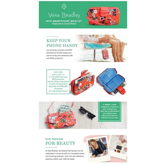 Vera Bradley NEW Women RFID Smartphone Wristlet Blue Geo Medallions One Size - Picture 4 of 5